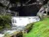 Loue source - Source of the River Loue (reemergence of the River Doubs), waterfall and cave