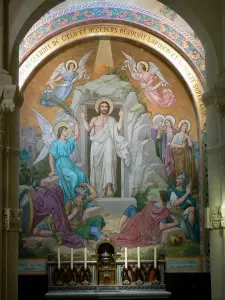 Lourdes - Gebiet der Grotte (Marienwallfahrtsort, religiöse Stätte): Innere der Basilika Notre-Dame du Rosaire (Rosenkranz-Basilika)