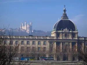 Lyon - Peninsula: former hospice home to the Civil Orphanages museum and the Fourvière basilica in background