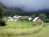 Mafate cirque - La Nouvelle islet and its houses in the heart of the Mafate cirque; in the Réunion National Park