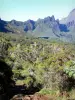 Mafate cirque - View of Trois Salazes and Taïbit from a trail of the preserved Mafate cirque