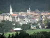 Le Malzieu-Ville - Vista de los tejados de la ciudad medieval y la torre de la iglesia de Saint-Hippolyte