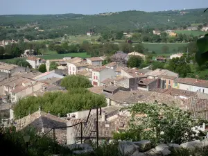 Mane - Roofs of houses of the Provençal village and surrounding landscapes