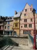 Le Mans - Old Mans - Plantagenet Plaats: uitzicht op de oude huizen met houten zijkanten van de oude stad, wiens huis Red pijler