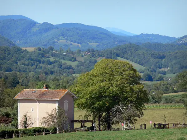 Massif du Plantaurel - Maisonnette, arbres, prés et collines du Plantaurel