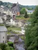 Millevaches in Limousin Regional Nature Park - Treignac: old bridge over the Vézère, bell tower of the Notre-Dame-des-Bans and houses of the lower town