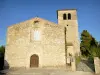 Mirmande - Gevel en klokkentoren van de romaanse kerk Sainte-Foy