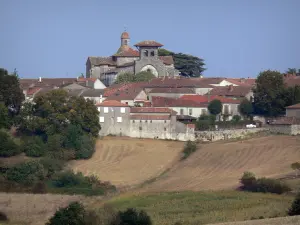 Moirax church - Notre-Dame church (old Cluniac priory) overlooking the houses of the Moirax village