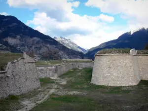 Mont-Dauphin - Fortifications of the citadel (fortified town built by Vauban) with view of the mountains