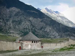 Mont-Dauphin - Citadel (fortified town built by Vauban): watch tower; mountains