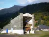 Le Mont-Dore - Ski resort: cable car (ski lift) and mountains; in the Massif du Sancy mountains (Monts Dore), in the Auvergne Volcanic Regional Nature Park