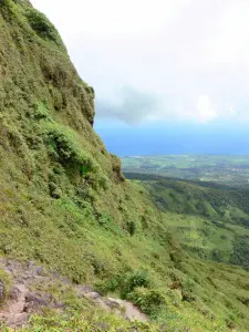 Montagne Pelée - Vue sur les pentes du volcan et le littoral martiniquais depuis le sentier de l'Aileron