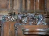 Montbenoît abbey - carved details of the wooden panelling in the abbey church