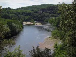 Montfort head - Trees in foreground with view of the River Dordogne