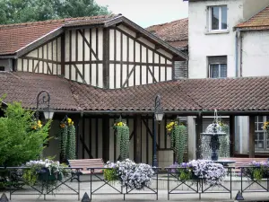 Montier-en-Der - Maison à pans de bois, fontaine et fleurissement de la petite ville