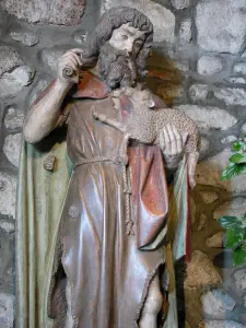 Montluçon - Intérieur de l'église Notre-Dame : statue de saint Jean Baptiste portant l'agneau