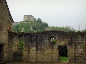 Montoire-sur-le-Loir - El jardín de la de Saint-Gilles, con vistas a las ruinas del castillo