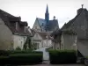 Montrésor - Collegiate church of Gothic style and houses of the village