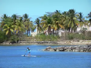 Le Moule - Praktijk stand up paddle langs de kokosnoot