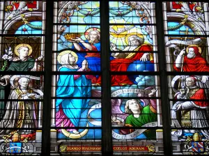 Moulins - Inside of the Notre-Dame cathedral: stained glass window