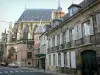 Moulins - Steeple of the Notre-Dame cathedral and facades of the old town