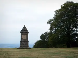 Mount Beuvray - Morvan Regional Nature Park: monument to the memory of Jacques-Gabriel Bulliot, at the top of the mount Beuvray