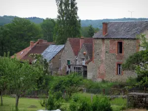 Moutier-d'Ahun - Case del villaggio e gli alberi