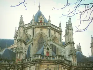 Nantes - Cattedrale di San Pietro e St. Paul Gothic, i rami degli alberi e le nuvole nel cielo