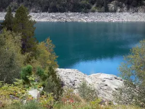 Néouvielle massif - Néouvielle Nature Reserve: Orédon lake and trees along the water