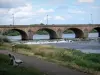 Nevers - Bench overlooking River Loire and the Loire bridge