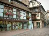 Obernai - Maisons colorées à colombages avec des fleurs (géraniums)