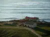 Oléron island - Grasslands, footpaths, ruins and sea (Atlantic Ocean) with small waves