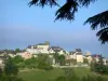 Oloron-Sainte-Marie - View of the bell tower of the Sainte-Croix church and the houses of the Sainte-Croix district