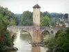 Orthez - Old Bridge, met zijn versterkte toren, verspreid over de Gave de Pau