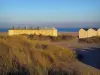 Ouistreham-Riva-Bella - Barrón, casetas de playa y el mar (Canal Inglés)