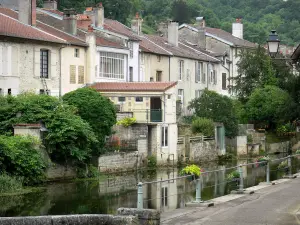 Paesaggi dell'Alta Marna - Dock Peceaux, raggiungere la Marne (Canal del Mulino), e le case nella città vecchia di Joinville