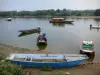 Paesaggi dell'Angiò - Valle della Loira: barca sulla riva, le barche sul fiume Loira, gli alberi