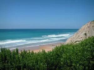 Paesaggi delle Landes - Aquitaine costa: si affaccia su una spiaggia di sabbia e l'Oceano Atlantico
