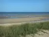 Paisagens da Normandia - Praia de Utah (Praia de Utah), Praia do Dia D, Mar (Canal da Mancha) e oyats em primeiro plano