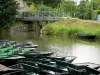 Paisajes de Deux-Sèvres - Valle de Sèvre Niortaise - Marais Poitevin - Venecia Verde - Coulon: muelle para un paseo en barco en mojado pantano