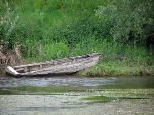 Paisajes de Loir y Cher - Barco de madera en el río