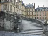 Palace of Fontainebleau - Horseshoe staircase in the White Horse courtyard (Farewell courtyard) and facade of the Palace of Fontainebleau
