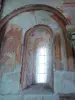 Palluau-sur-Indre - Former Saint-Laurent priory: window and Romanesque fresco (wall painting)