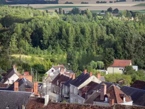 Palluau-sur-Indre - Uitzicht over de daken van het dorp en het omliggende platteland (Indre Valley)