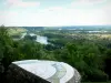 Panoramic view from the Deux-Amants coast - Viewpoint indicator of the Deux-Amants coast overlooking the Seine valley (river Seine and its green banks)