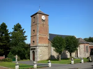 Parc Naturel Régional de l'Avesnois - Église Saint-Pierre et arbres, à Saint-Waast