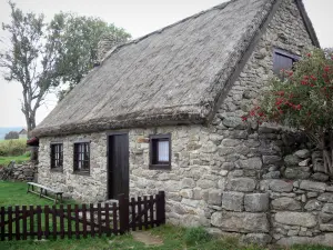 Parco Naturale Regionale Livradois-Forez - Casa in pietra con tetto di paglia (cottage dal tetto di paglia) nel Forez