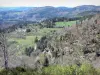 Paysages de l'Ardèche - Collines tapissées d'arbres et de prés