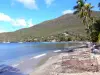 Paysages de la Martinique - Plage de Grande Anse d'Arlet et mer des Caraïbes, avec casiers de pêche en premier plan ; sur la commune des Anses-d'Arlet