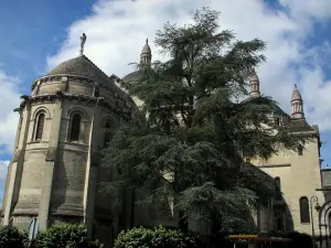 Périgueux - Cattedrale Saint-Front in stile bizantino, alberi e nuvole nel cielo